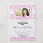Invitation 5x7 Pink Zebra Imprimer Patter Quinceanera Invitat (Devant / Derrière)