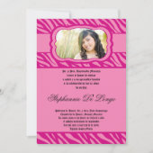 Invitation 5x7 Pink Zebra Imprimer Patter Quinceanera Invitat (Devant)