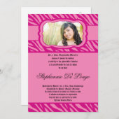 Invitation 5x7 Pink Zebra Imprimer Patter Quinceanera Invitat (Devant / Derrière)