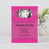 Invitation 5x7 Pink Zebra PHOTO Sweet 16 Anniversaire Invitat (Debout devant)