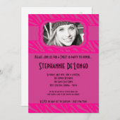 Invitation 5x7 Pink Zebra PHOTO Sweet 16 Anniversaire Invitat (Devant / Derrière)