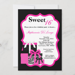 Invitation 5x7 Pink Zebra présente l'invitation de fête d'ann