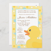 Invitation 5x7 Pointe Polka Dot Rubber Ducky Baby shower Invi (Devant / Derrière)