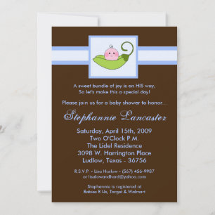 Invitation 5x7 Pois doux bleu dans un Baby shower de pois Inv