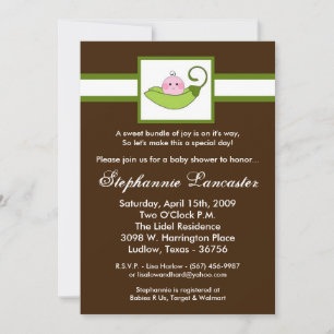 Invitation 5x7 Pois doux verts en Baby shower de pois