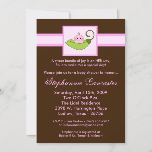 Invitation 5x7 Pois rose doux dans Baby shower de pois (Devant)