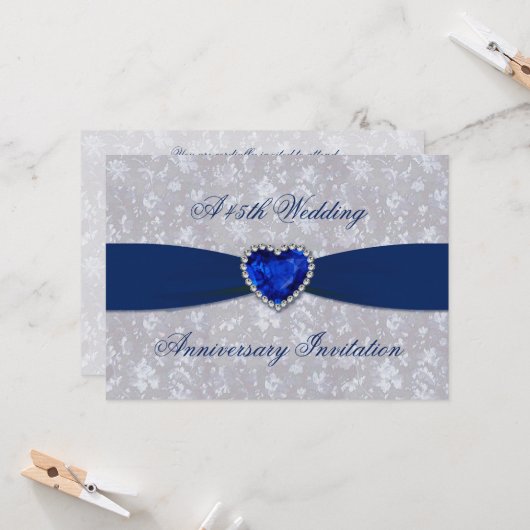 Invitation 5x7 pour 45e anniversaire de mariage à  (Devant/Arrière en situation)