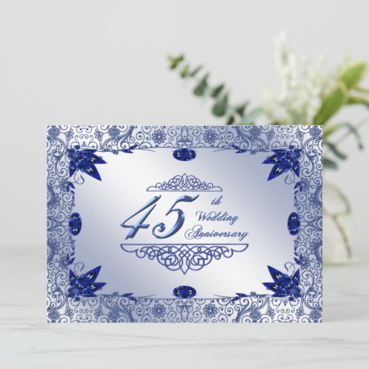 Invitation 5x7 pour les 45 ans de mariage - Saphir (Debout devant)