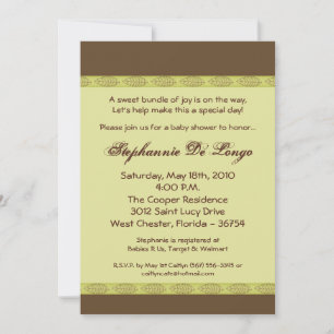 Invitation 5x7 Printemps Feuille verte Zen Baby shower Invita