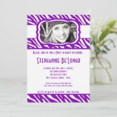 Invitation 5x7 Purpl Zebra PHOTO Sweet 16 Anniversaire Invita (Debout devant)