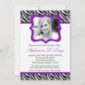 Invitation 5x7 Purpl Zebra PHOTO Sweet 16 Anniversaire Invita (Devant)