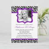 Invitation 5x7 Purpl Zebra PHOTO Sweet 16 Anniversaire Invita (Debout devant)