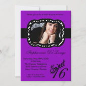 Invitation 5x7 Purple Band PHOTO Sweet 16 Anniversaire Invita (Devant)