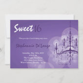 Invitation 5x7 Purple Chandelier Sweet 16 Anniversaire Invita (Devant)