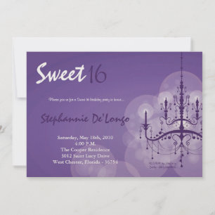 Invitation 5x7 Purple Chandelier Sweet 16 Anniversaire Invita