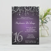 Invitation 5x7 Purple Diamond Sweet 16 Anniversaire Invitatio (Debout devant)