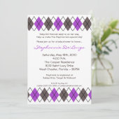 Invitation 5x7 Purple Grey Jacquard Punk Baby shower Invitati (Debout devant)