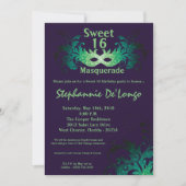 Invitation 5x7 Purple Masquerade Sweet 16 Anniversaire Invita (Devant)