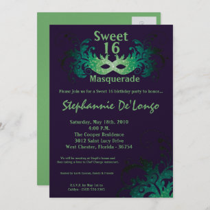 Invitation 5x7 Purple Masquerade Sweet 16 Anniversaire Invita
