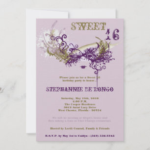 Invitation 5x7 Purple Masquerade Sweet 16 Anniversaire Invita