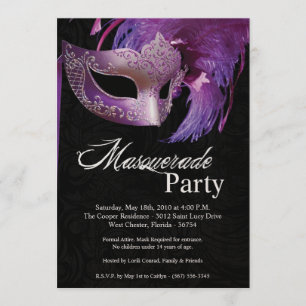 Invitation 5x7 Purple Masquerade Sweet 16 Anniversaire Invita