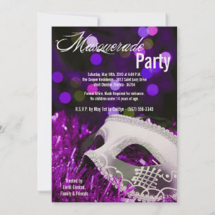 Invitation 5x7 Purple Masquerade Sweet 16 Anniversaire Invita