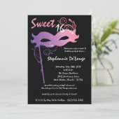 Invitation 5x7 Purple Masquerade Sweet 16 Anniversaire Invita (Debout devant)