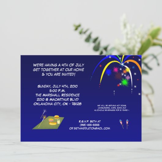 Invitation 5x7 Quatrième 4 juillet (Debout devant)