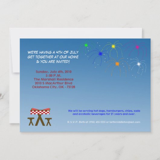 Invitation 5x7 Quatrième 4 juillet (Devant)