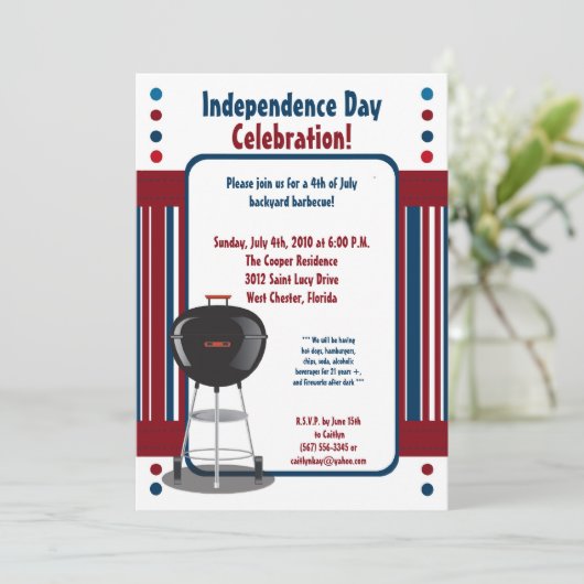 Invitation 5x7 Quatrième 4 juillet (Debout devant)