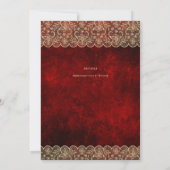 Invitation 5x7 RED Gold Lace Mariage Imprimer ou TÉLÉCHARGER (Dos)