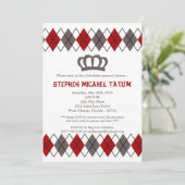 Invitation 5x7 Red Gra Jacquard Couronne Anniversaire Fête In (Debout devant)