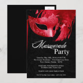 Invitation 5x7 Red Masquerade Sweet 16 Anniversaire Invitatio (Devant / Derrière)
