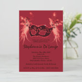 Invitation 5x7 Red Masquerade Sweet 16 Anniversaire Invitatio (Debout devant)