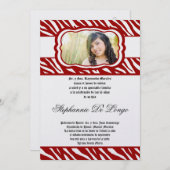Invitation 5x7 Red Zebra Imprimer Patter Quinceanera Invitati (Devant / Derrière)