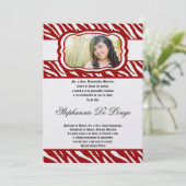 Invitation 5x7 Red Zebra Imprimer Patter Quinceanera Invitati (Debout devant)