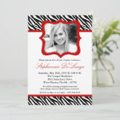 Invitation 5x7 Red Zebra PHOTO Sweet 16 Anniversaire Invitati (Debout devant)