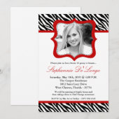 Invitation 5x7 Red Zebra PHOTO Sweet 16 Anniversaire Invitati (Devant / Derrière)