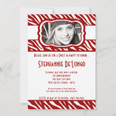 Invitation 5x7 Red Zebra PHOTO Sweet 16 Anniversaire Invitati (Devant)