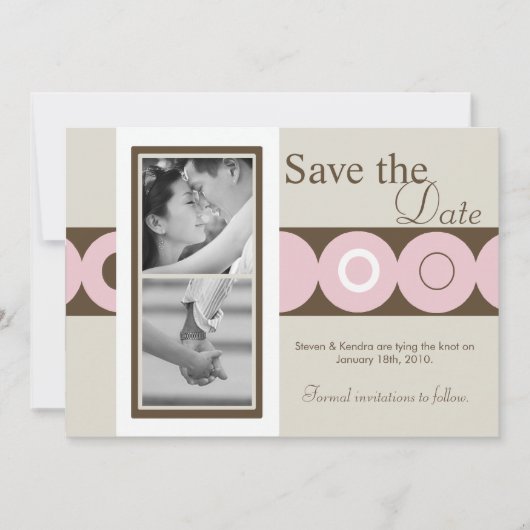 Invitation 5x7 Retro Circle Photo Enregistrer la date Annonce (Devant)