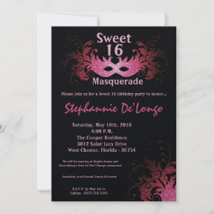 Invitation 5x7 Rose Masquerade Sweet 16 Anniversaire Invitati