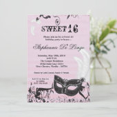 Invitation 5x7 Rose Masquerade Sweet 16 Anniversaire Invitati (Debout devant)