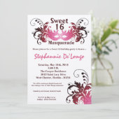 Invitation 5x7 Rose Masquerade Sweet 16 Anniversaire Invitati (Debout devant)