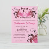 Invitation 5x7 Rose Masquerade Sweet 16 Anniversaire Invitati (Debout devant)