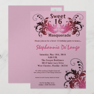 Invitation 5x7 Rose Masquerade Sweet 16 Anniversaire Invitati