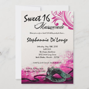 Invitation 5x7 Rose Masquerade Sweet 16 Anniversaire Invitati