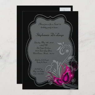 Invitation 5x7 Rose Masquerade Sweet 16 Anniversaire Invitati