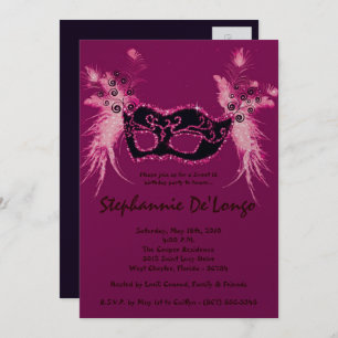 Invitation 5x7 Rose Masquerade Sweet 16 Anniversaire Invitati