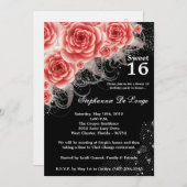 Invitation 5x7 Roses rouges Floral Sweet 16 Anniversaire Invi (Devant / Derrière)