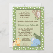 Invitation 5x7 Safari Jungle ZooInvitation Baby shower animal (Devant)